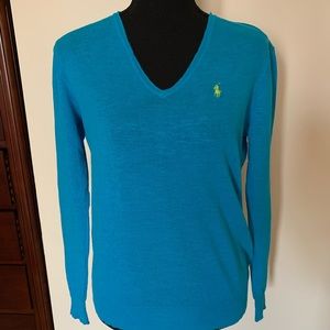Ralph Lauren turquoise V-neck sweater